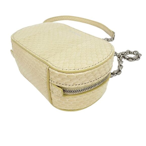 JIL SANDER Tradition Mini Snakeskin Chain Crossbody Bag in Ivory - Picture 11 of 12